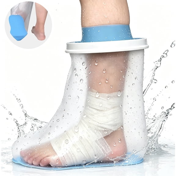 USIONE Waterproof Foot Cover for Shower Adult, Foot Cast Covers with Non-Slip Padding Bottom, Watertight Ankle Cast Protector for Surgery Bandage Dressing Wound, Reusabl