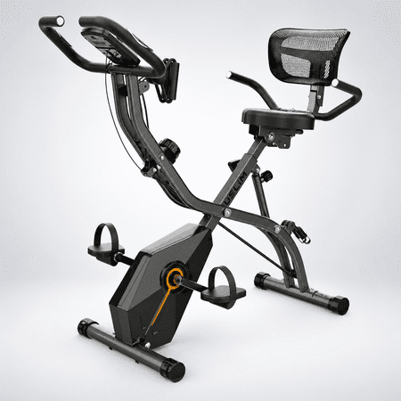 USLIM 5-in-1 Foldable Stationary Exercise Bike for Family Home Cardio Workouts, 16-Level Magnetic Resistance, 300 lb Capacity, Wide Seat & Backrest