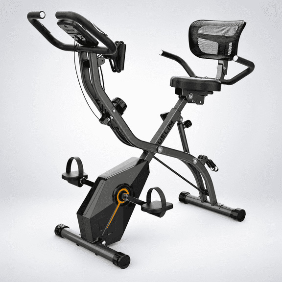 USLIM 5-in-1 Foldable Stationary Exercise Bike for Family Home Cardio Workouts, 16-Level Magnetic Resistance, 300 lb Capacity, Wide Seat & Backrest