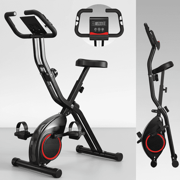 USLIM 5-in-1 Foldable Exercise Bike for Home, Quiet Stationary Bike with 16-Level Resistance, 300 lbs Capacity
