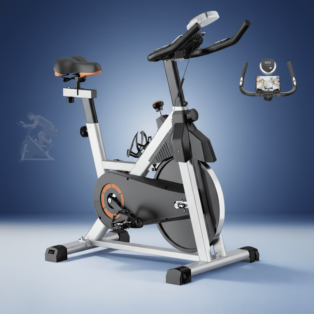 USLIM Adjustable Indoor Cycling Bike - Silent Belt-Drive Stationary Exercise Bike with Comfort Seat & 330 lb Capacity, Gray