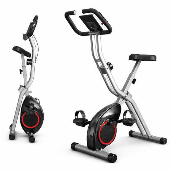 USLIM Folding Exercise Bike for Home Cardio Workout, 16-Level Magnetic Resistance, Quiet Ride, LCD Monitor, 300 lb Capacity
