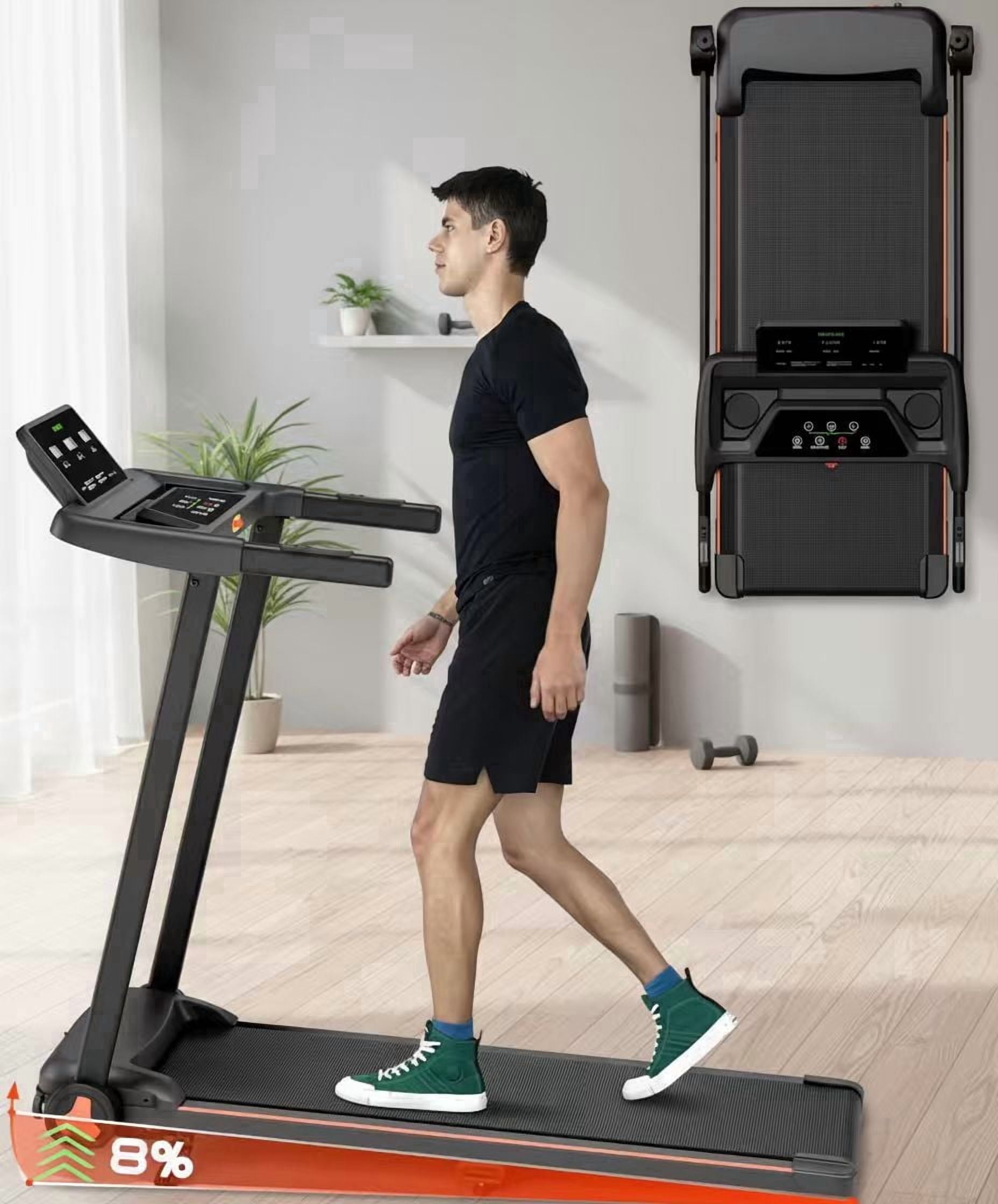 USLIM Under Desk Treadmill for Walking and Jogging, Folding Walking Pad with 8% Incline, 3.5HP Motor, LED Display, 400 lb Capacity