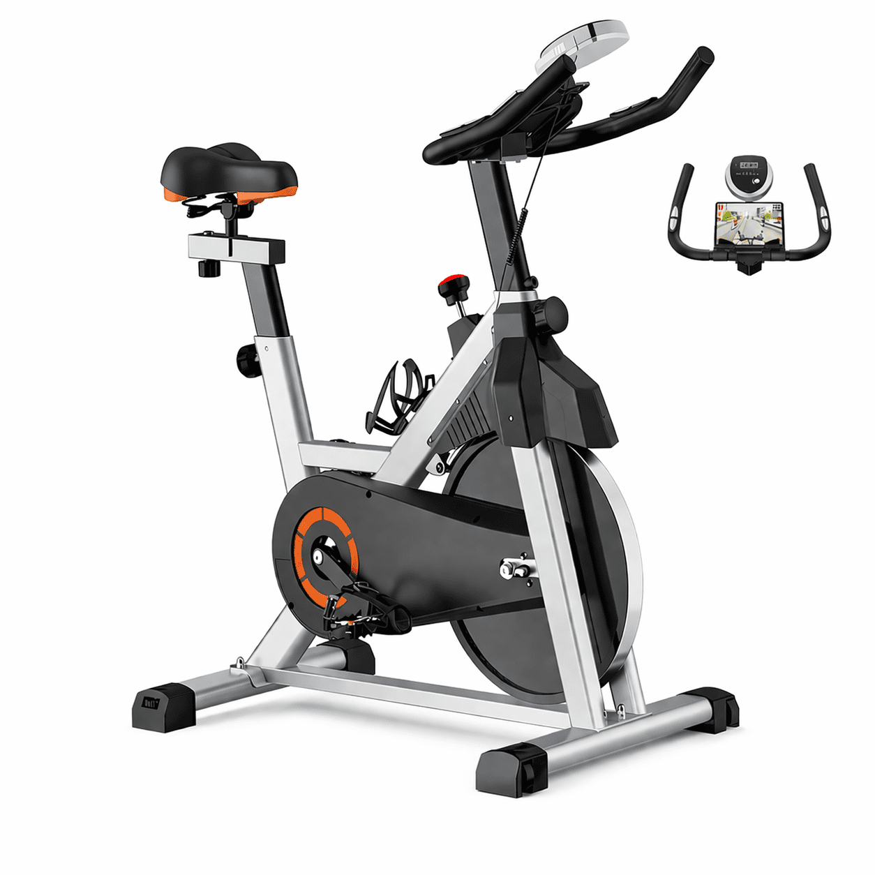 USLIM Adjustable Indoor Cycling Bike, Silent Belt-Drive Stationary Exercise Bike with Comfort Seat, 330 lb Capacity, Gray