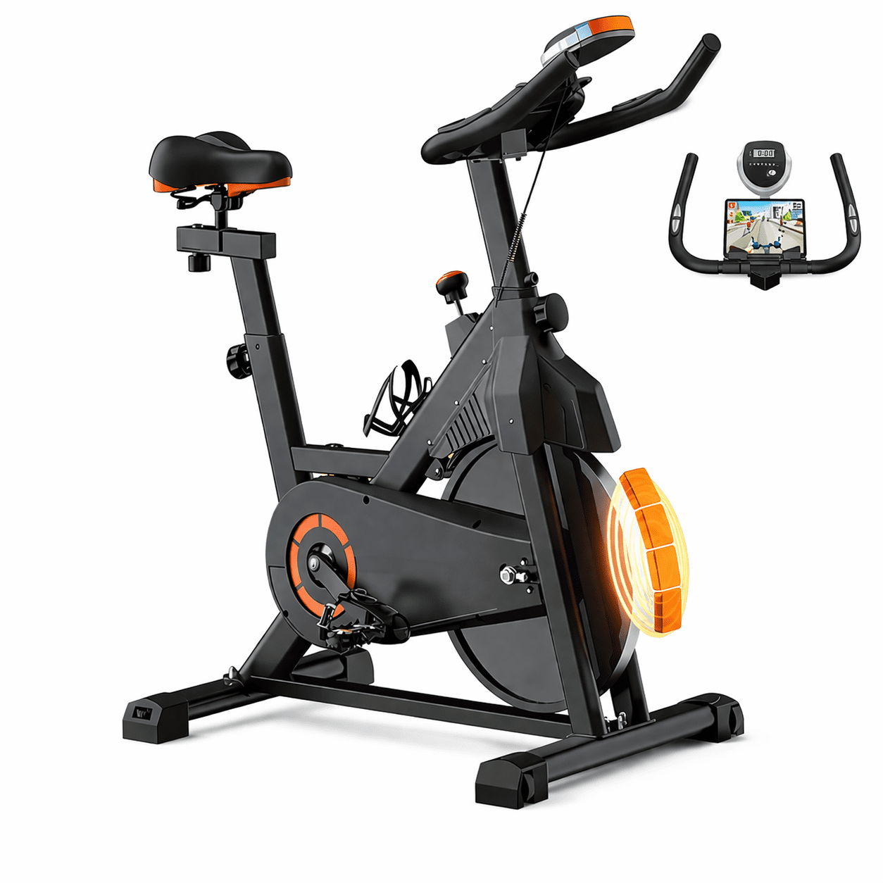 USLIM Magnetic Exercise Bike for Home, Quiet Stationary Bike with Silent Belt Drive, Comfort Seat, Tablet and Water Bottle Holder, 330 lb Capacity