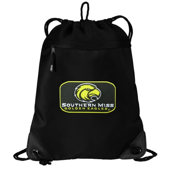 USM Southern Miss Drawstring Bag TWO SECTION Southern Miss Eagles Cinch Pack Backpack - Unique Mesh & Microfiber