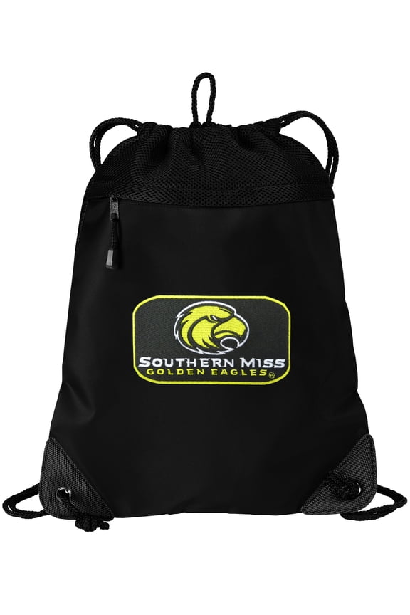USM Southern Miss Drawstring Bag TWO SECTION Southern Miss Eagles Cinch Pack Backpack - Unique Mesh & Microfiber