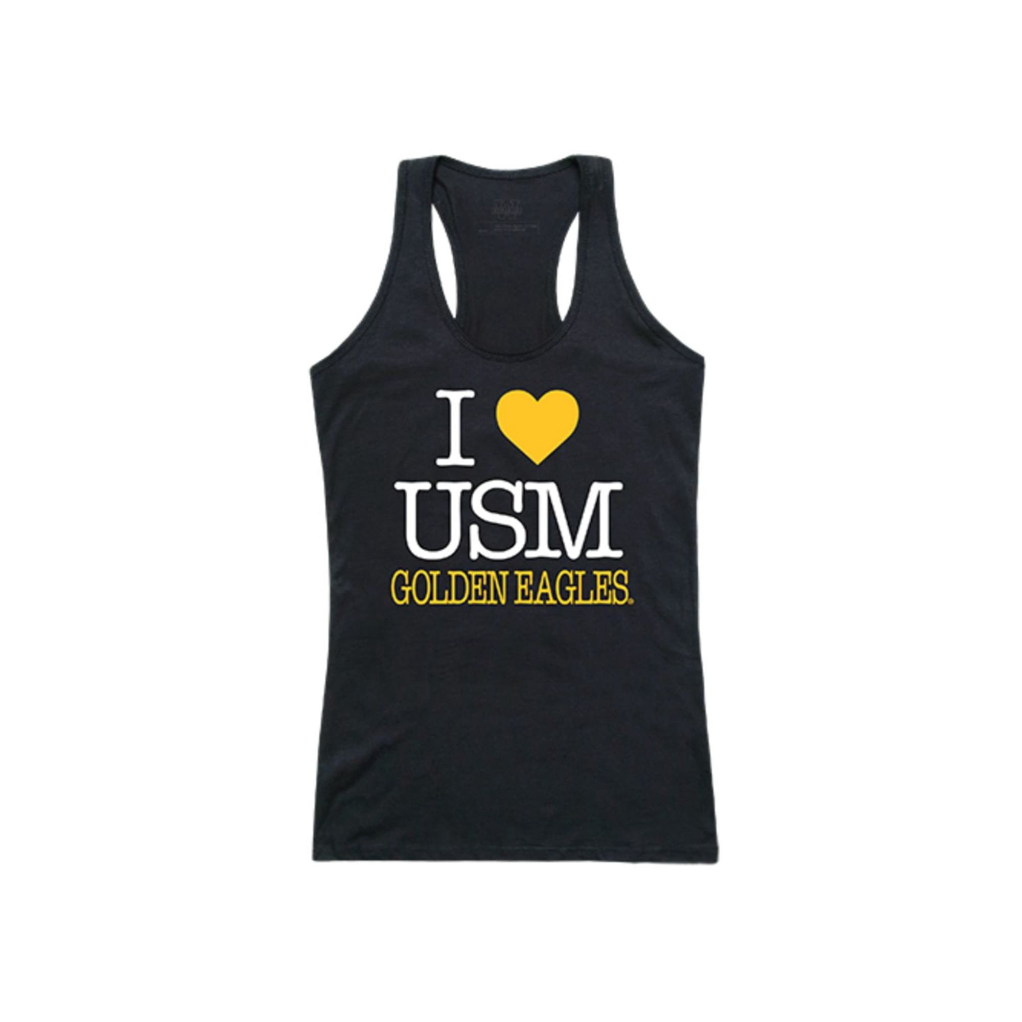 W Republic USM University of Southern Mississippi Golden Eagles Womens Love Tank Top T-Shirt Black, Women's, Size: Medium