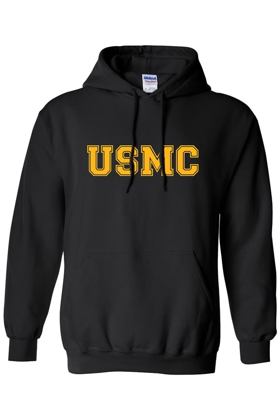 USMC Athletic Gold Adult Hooded Sweatshirt