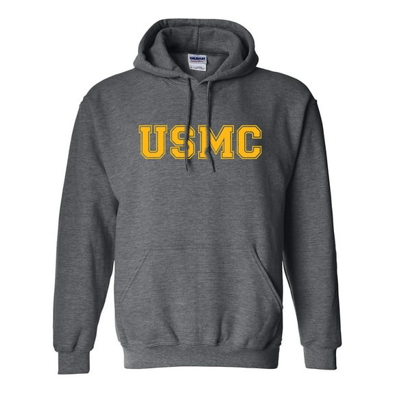 USMC Athletic Gold Adult Hooded Sweatshirt
