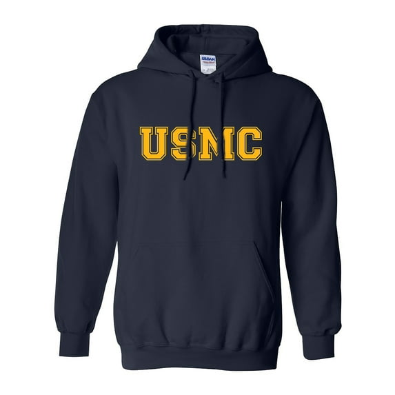 USMC Athletic Gold Adult Hooded Sweatshirt