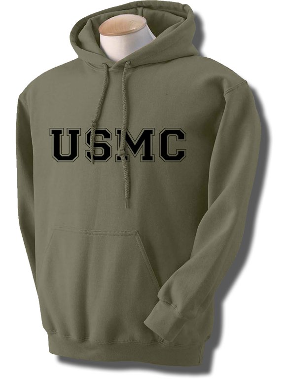 USMC Athletic Marines Hooded Sweatshirt in Military Green