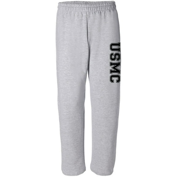 USMC Athletic Marines Military Style Open Bottom Sweat Pants in Sport Gray