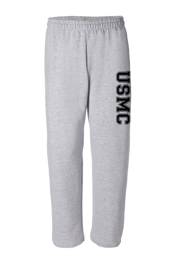USMC Athletic Marines Military Style Open Bottom Sweat Pants in Sport Gray