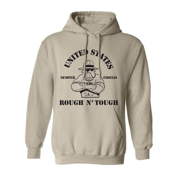 USMC BULLDOG ROUGH N' TOUGH Adult Hooded Sweatshirt