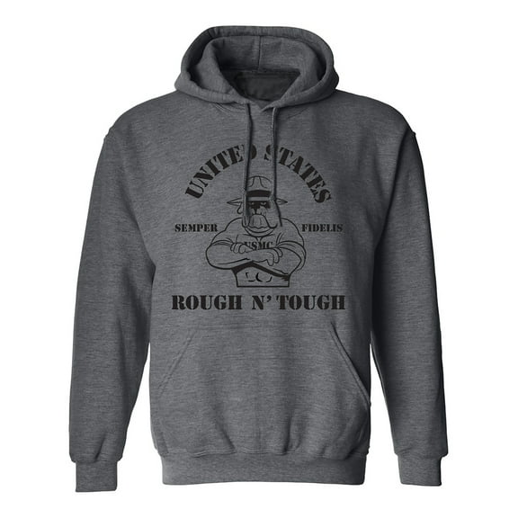 USMC BULLDOG ROUGH N' TOUGH Adult Hooded Sweatshirt