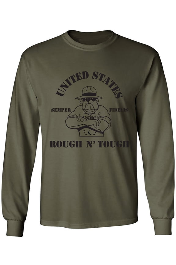 USMC BULLDOG ROUGH N' TOUGH Adult Long Sleeve T-shirt