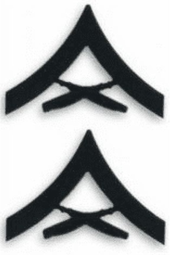 USMC Black Metal (Solid Brass) LCPL Lance Corporal Chevron Rank Insignia