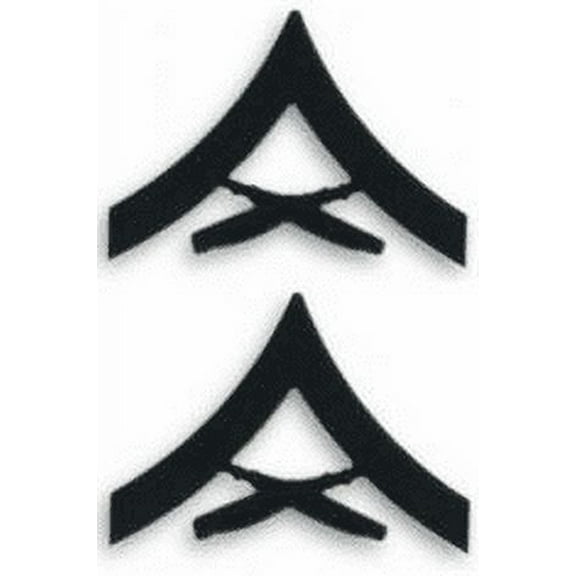 USMC Black Metal (Solid Brass) LCPL Lance Corporal Chevron Rank Insignia