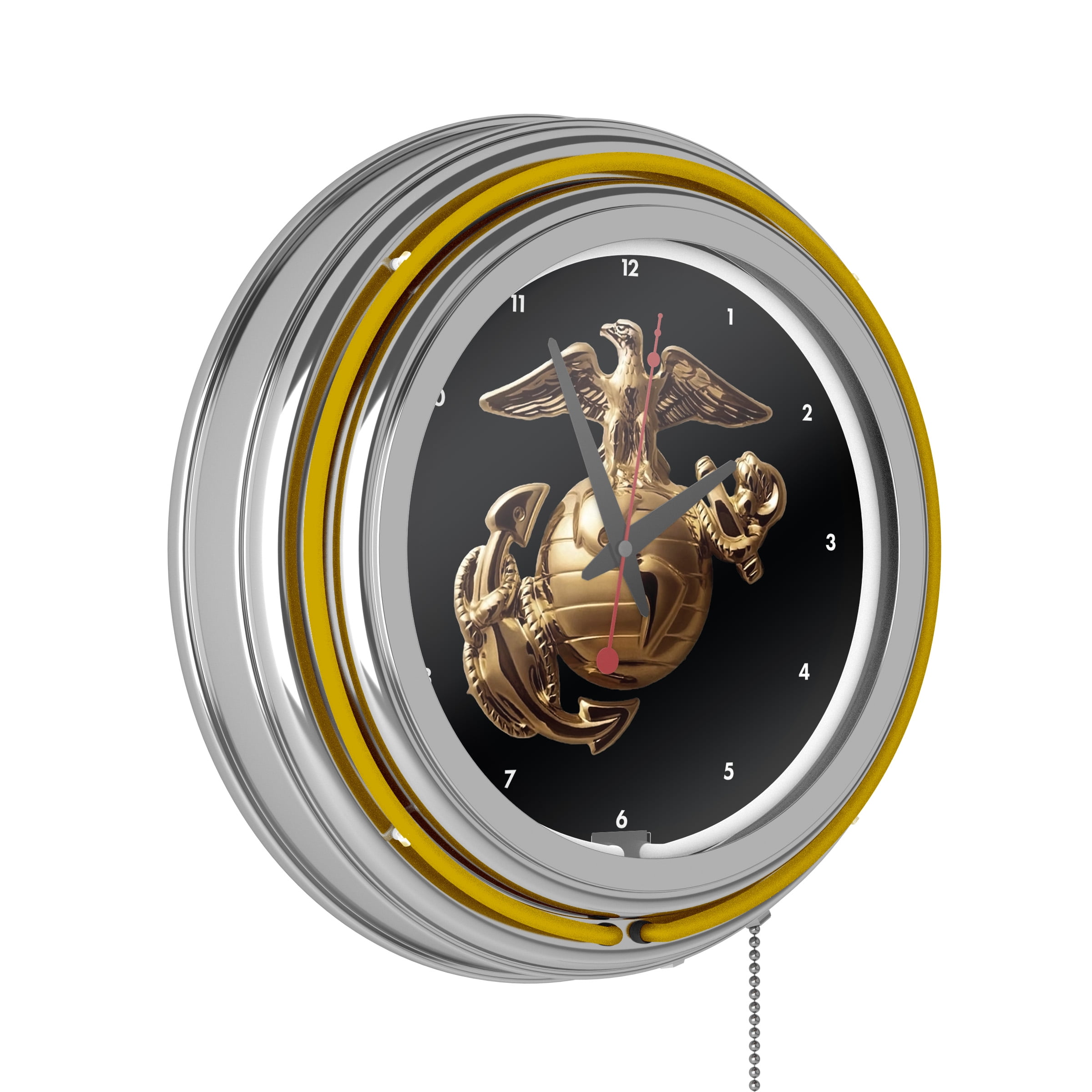 USMC Chrome Double Rung Neon Clock Enlisted