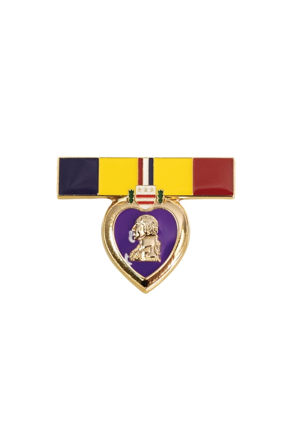 USMC Combat Action Ribbon Purple Heart 1.5" Pin