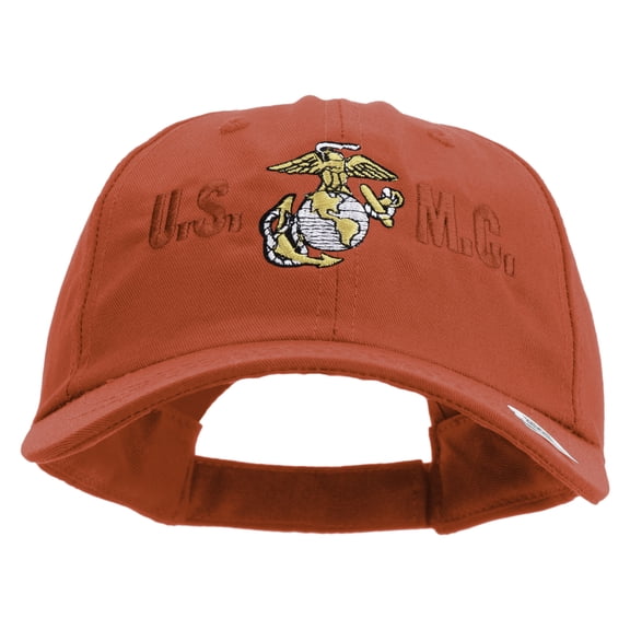 USMC Design Embroidered 6 Panel Unstructured Cotton Twill Cap Made in USA - Red OSFM