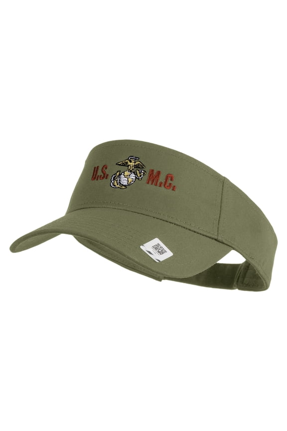 USMC Design Mark Embroidered Cotton Twill Sun Visor - Khaki OSFM