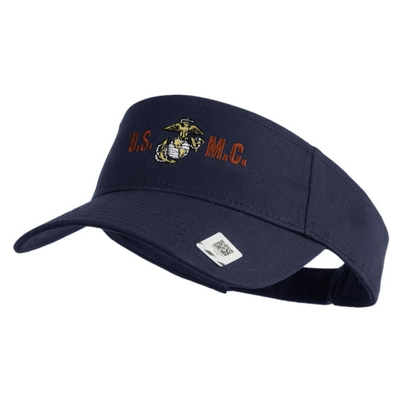 USMC Design Mark Embroidered Cotton Twill Sun Visor - Navy OSFM