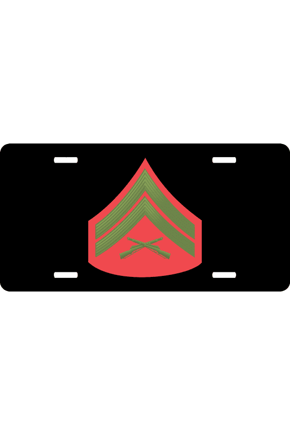 USMC E-4 Corporal Green Red Chevron License Plate