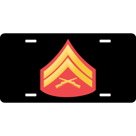 USMC E-4 Corporal Red Gold Chevron License Plate
