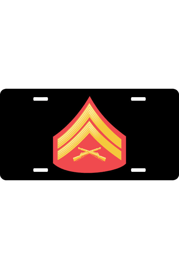 USMC E-4 Corporal Red Gold Chevron License Plate
