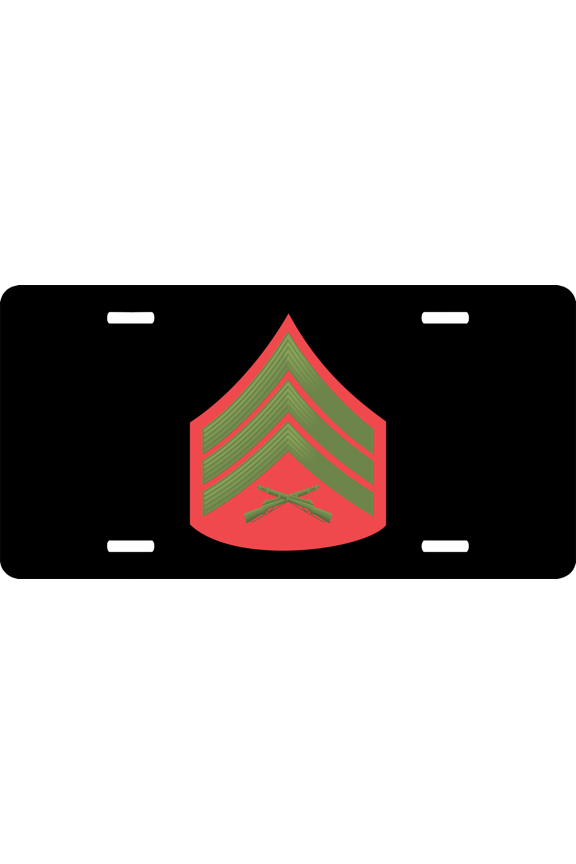 USMC E-5 Sergeant Green Red Chevron License Plate
