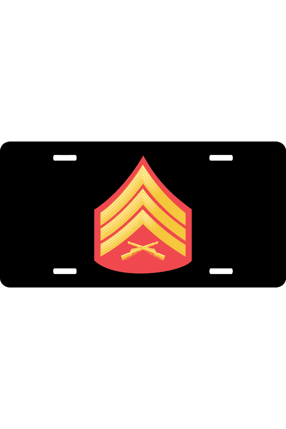 USMC E-5 Sergeant Red Gold Chevron License Plate