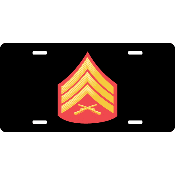 USMC E-5 Sergeant Red Gold Chevron License Plate