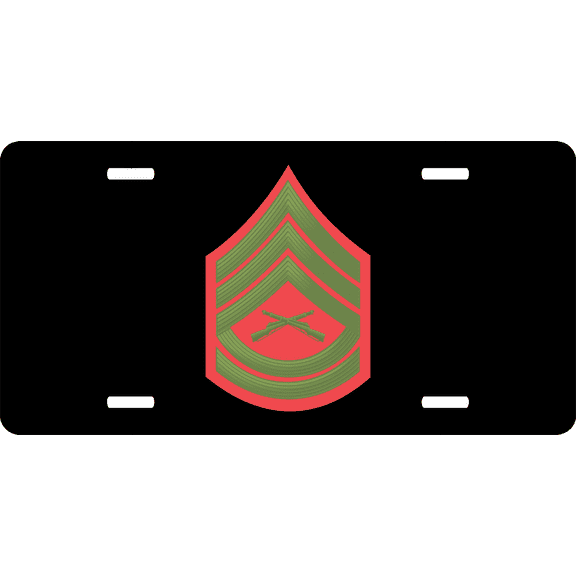USMC E-7 Gunnery Sergeant Green Red Chevron License Plate
