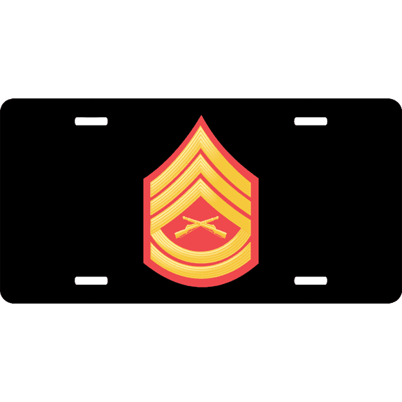 USMC E-7 Gunnery Sergeant Red Gold Chevron License Plate