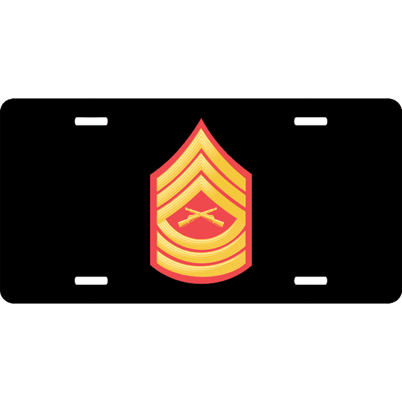 USMC E-8 Master Sergeant Red Gold Chevron License Plate