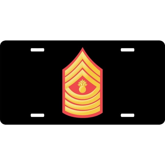 USMC E-9 Master Gunnery Sergeant Red Gold License Plate