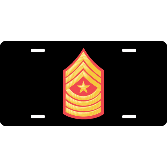 USMC E-9 Sergeant Major Red Gold Chevron License Plate
