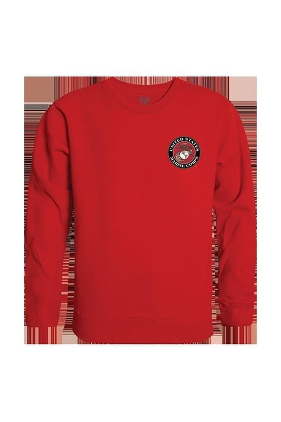 USMC Emblem Graphic Crewneck Sweatshirt, Red - Small