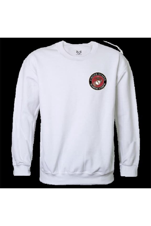 USMC Emblem Graphic Crewneck Sweatshirt, White - Large