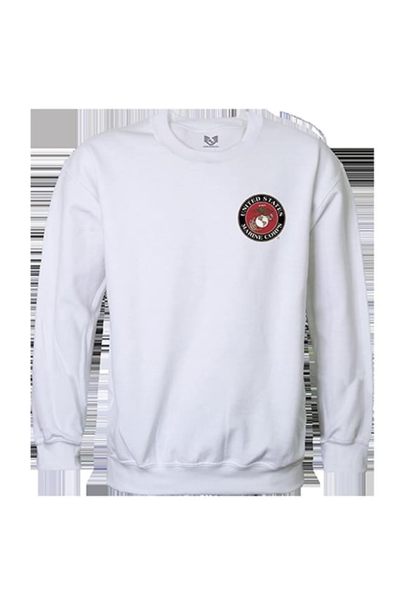 USMC Emblem Graphic Crewneck Sweatshirt, White - Small