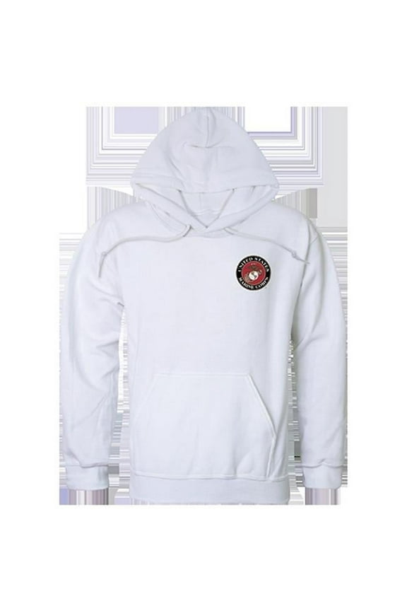 USMC Emblem Graphic Pullover Sweatshirt, White - Small