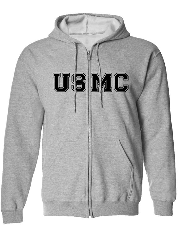 USMC Full-Zip Hooded Sweatshirt in Gray