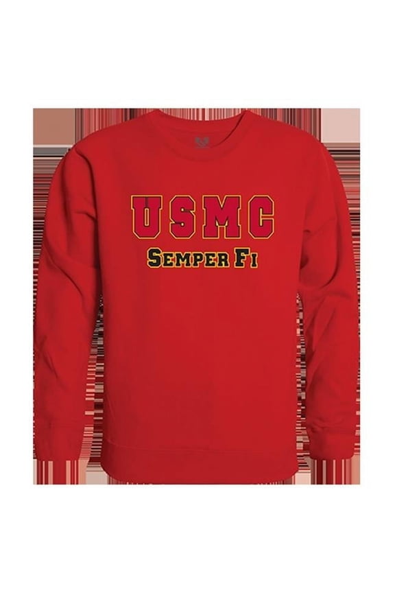 USMC Graphic Crewneck Sweatshirt, Red - Large