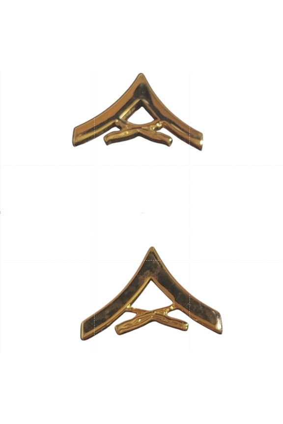 USMC Lance Corporal E3 NoShine Gold Rank Insignia Lapel Pins Set 7/8" 5/8"