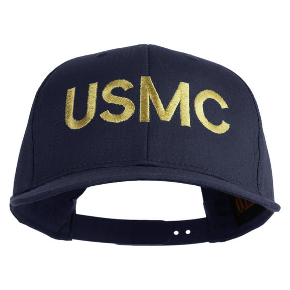 USMC Letter Embroidered Solid Cotton Twill Pro Style Cap - Navy OSFM