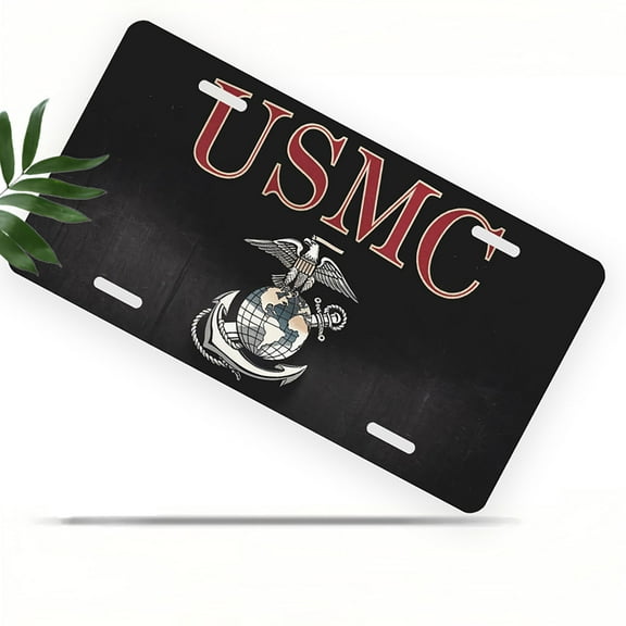 USMC Logo Front License Plate, Metal License Plate, Funny Standard Plates Personalized Novelty Decorative For Men/Women/Boys/Girls Car 6×12 Inch