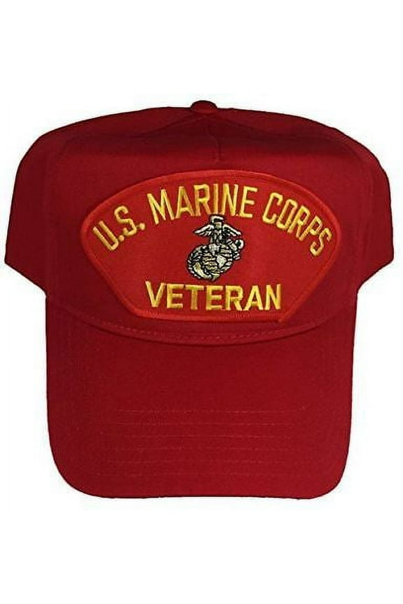 USMC MARINE CORPS VETERAN HAT CAP RED EAGLE GLOBE ANCHOR EGA SEMPER FIDELIS