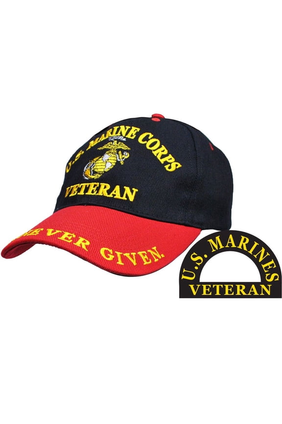 USMC MARINE CORPS VETERAN MARINES EARNED NEVER GIVEN EMBROIDERED BASEBALL CAP